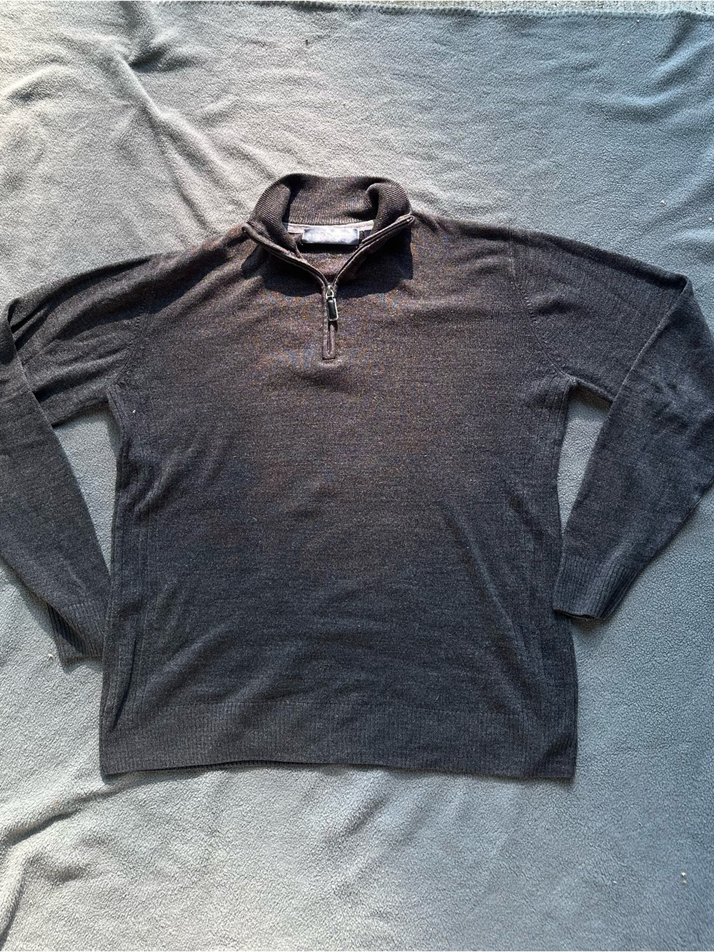 Oscar de la Renta Men's Charcoal Half-Zip Sweater